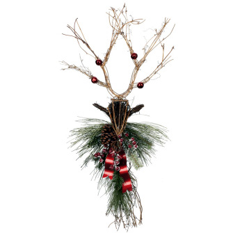 Deer & Pine Swag - Artificial floral - Hanging Christmas grapevine Deer Head for rent